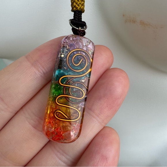 Jewelry - 7 chakra extra long hippie boho copper necklace colorful spiritual unisex gift